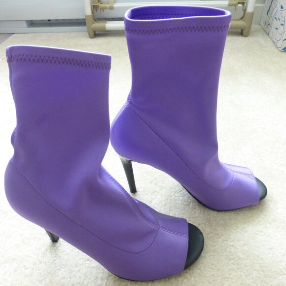 CALL IT SPRING bright purple pull-on sock mid-ankle booties - Picture 3 of 9
